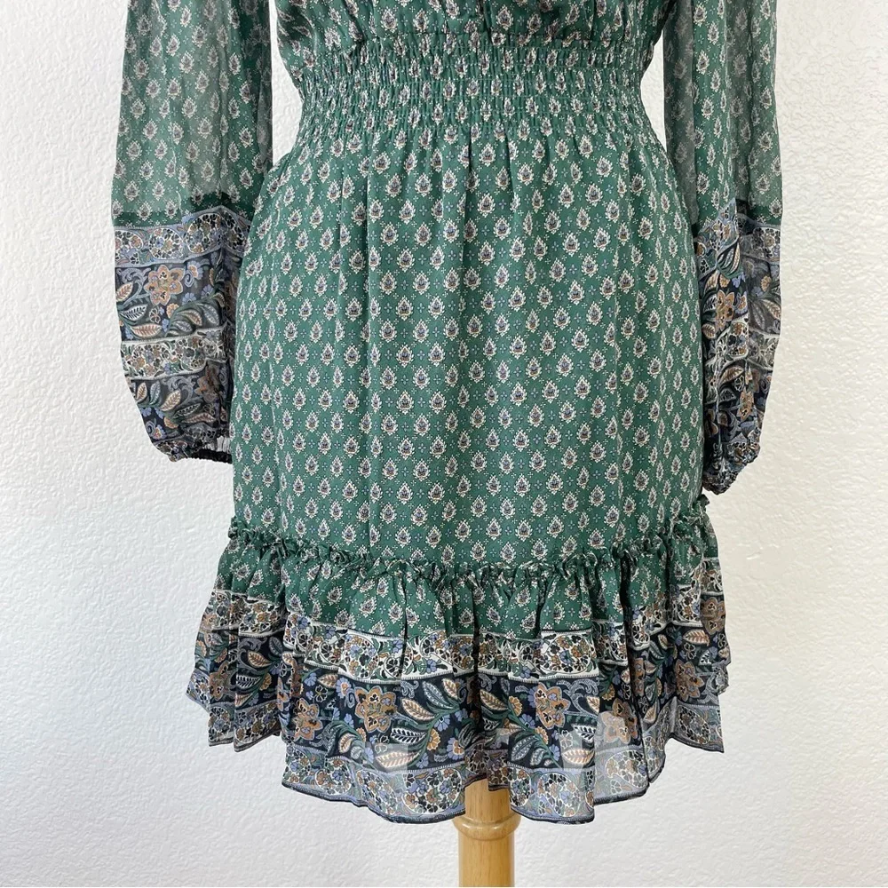 {Veronica Beard} Destiny Smocked Waist V-Neck Mini Dress, Size 0, NWT
